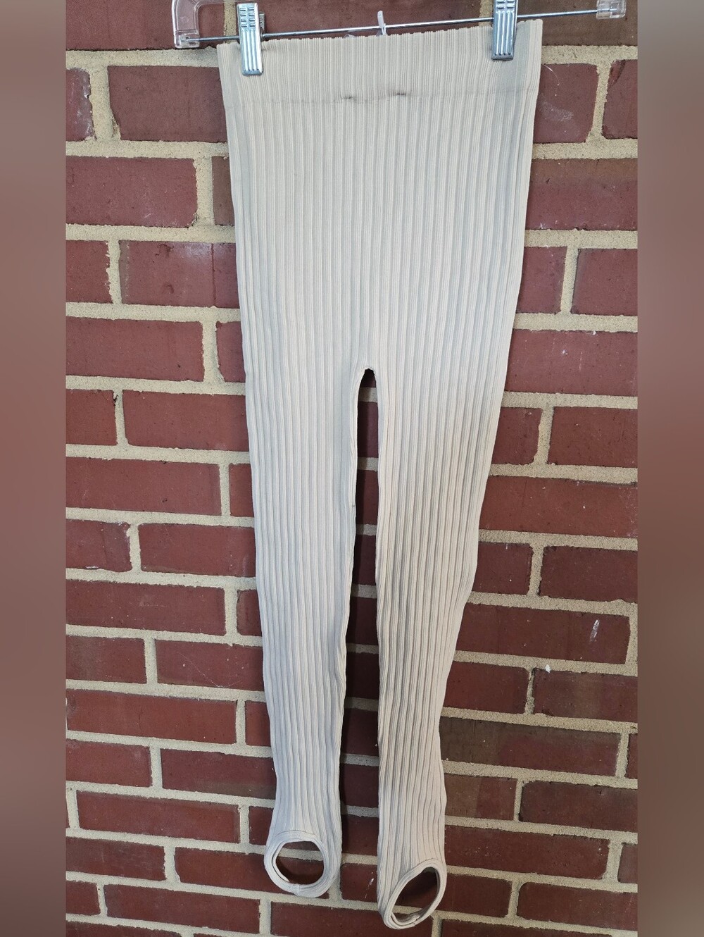 Zara Limitless Contour Ribbed Stirrup Leggings Cream NWT XS/S Rare - Picture 3 of 6